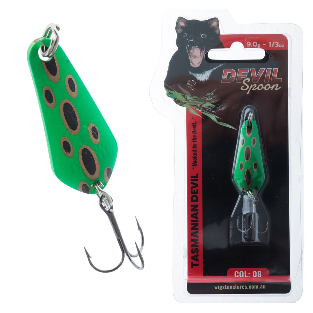 Tasmanian Devil Devil Spoon Lure 08 9.0g Lime Frog