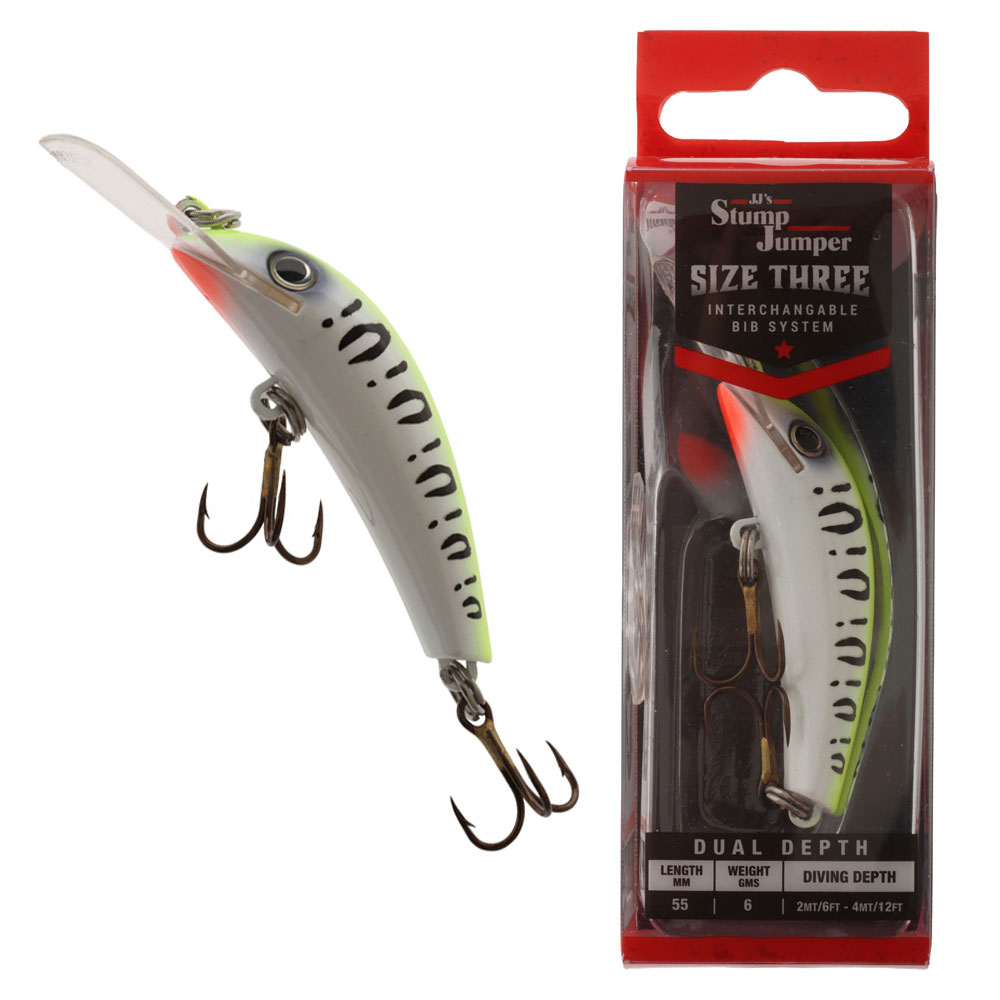 Gillies StumpJumper Minnow Lure S3 55mm #107 Chartreuse Tiger