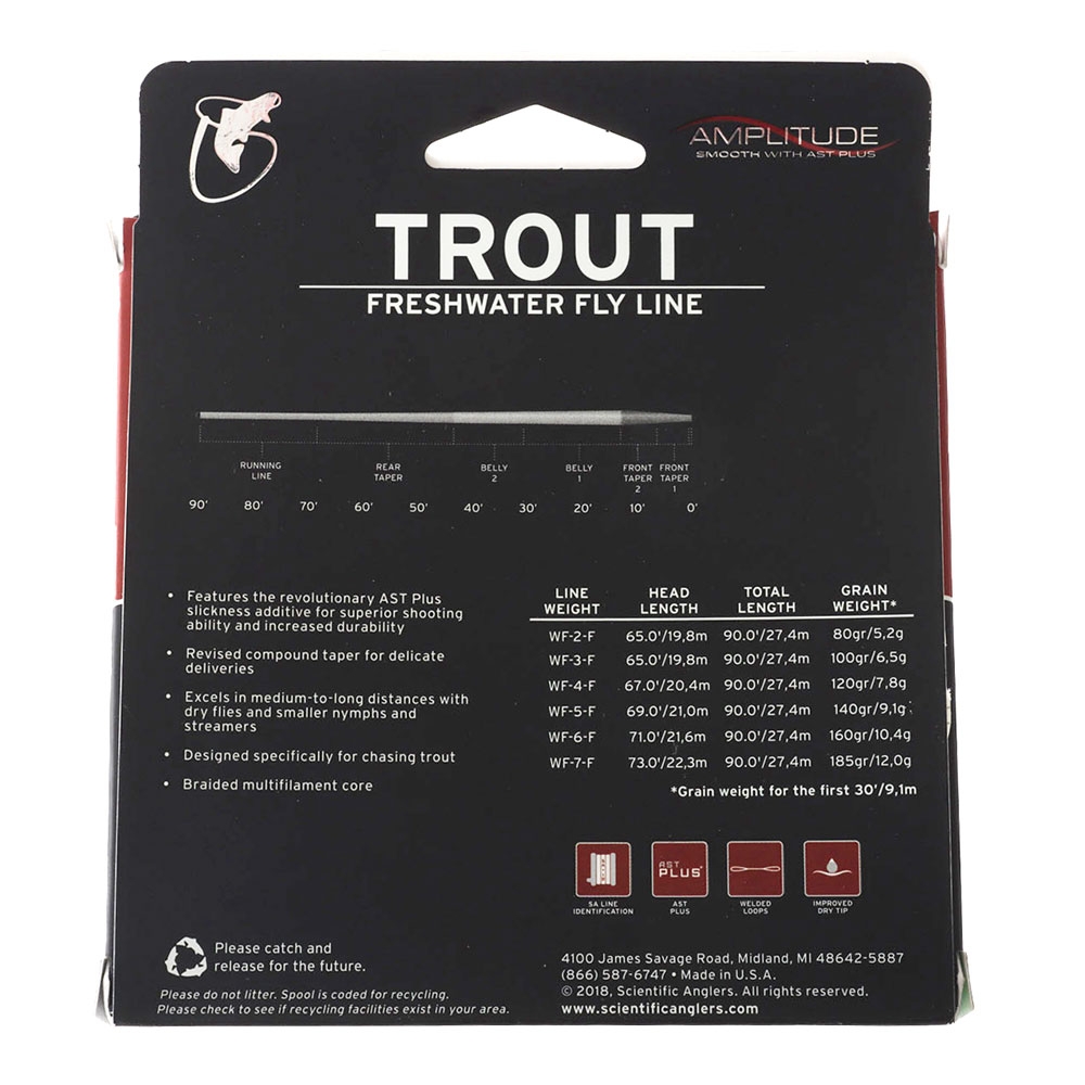 Scientific Anglers Amplitude Smooth Floating Fly Line Trout WF6F 27.5m