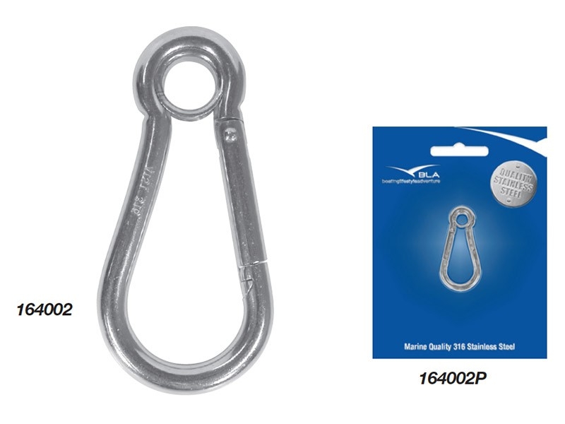 BLA Stainless Steel Snap Hook with Eyelet 70mm Qty 1