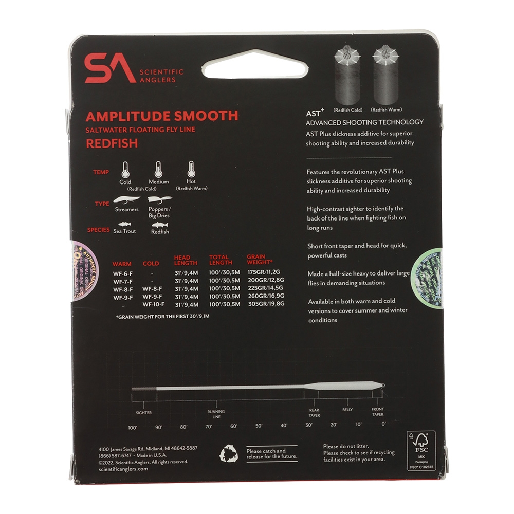 Scientific Anglers Amplitude Smooth Redfish Cold Saltwater Floating Fly Line WF8F
