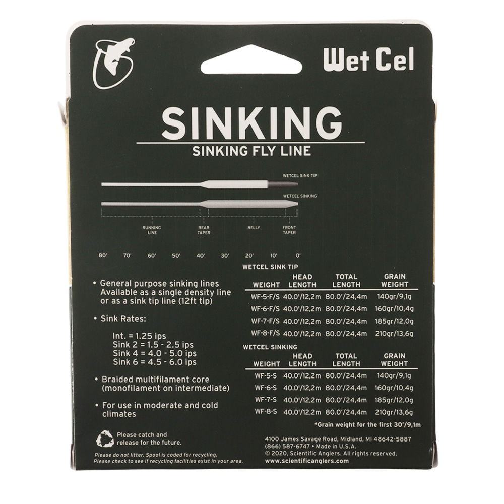 Scientific Anglers Wetcel Full Sink Fly Line Type 4 Charcoal 4.0-5.0ips
