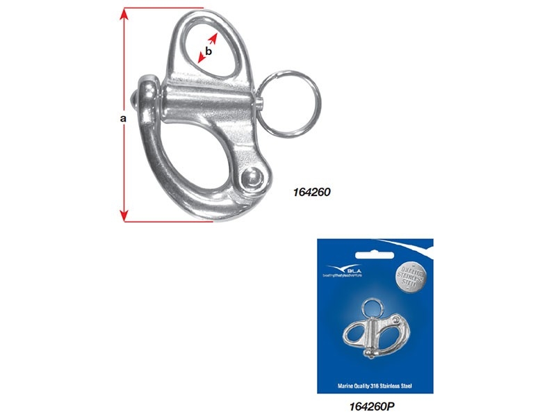 BLA Stainless Steel Fixed Snap Shackle - 55mm