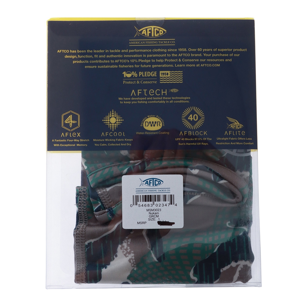 AFTCO UPF40+ Sun Mask Neck Gaiter Nukam Green Camo