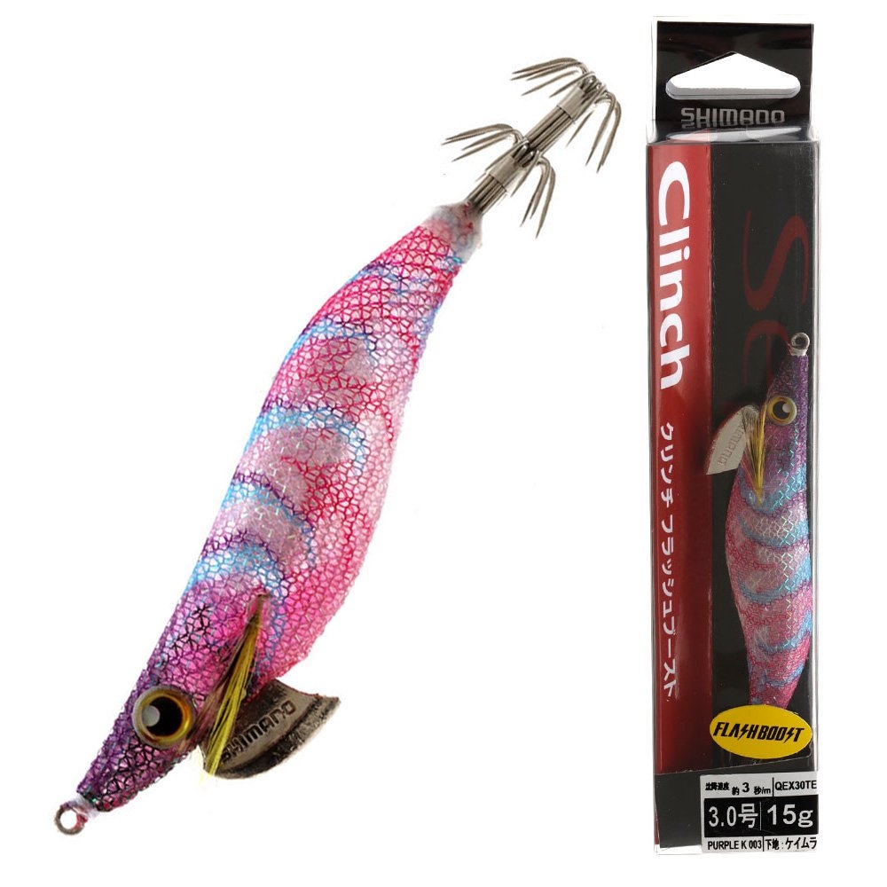 Shimano Sephia Clinch FlashBoost Squid Jig Size 3.0 15g Purple Keimura