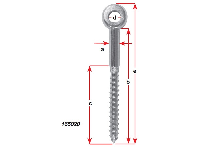 Stainless Steel Eye Head Lag Screw - 10x80mm