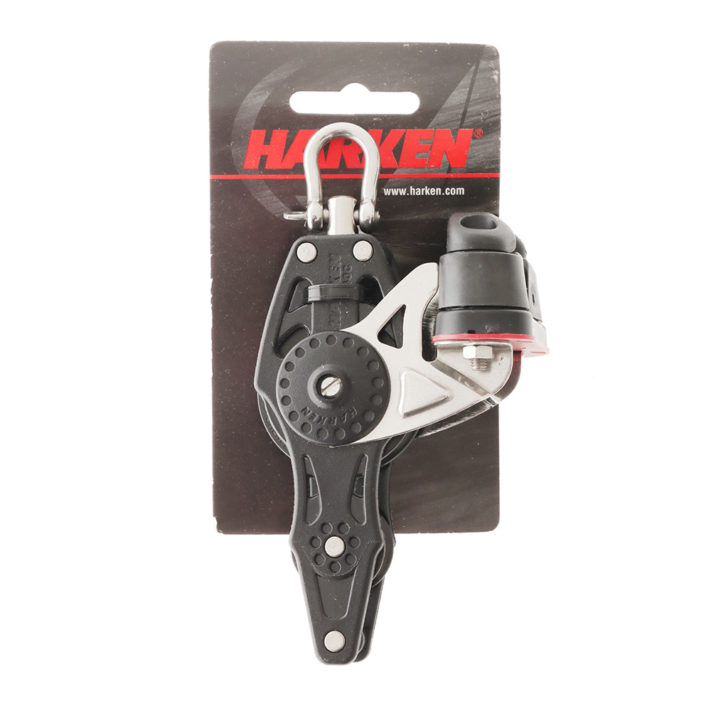 Harken Fiddle Carbo Air Swivel Block with Becket and Clam Cleat 40mm
