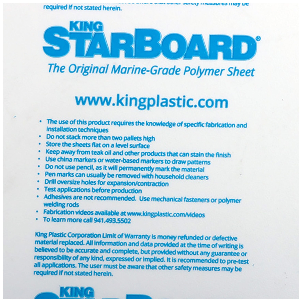 King StarBoard Marine Construction Board White 9.5mm 24 x 48in