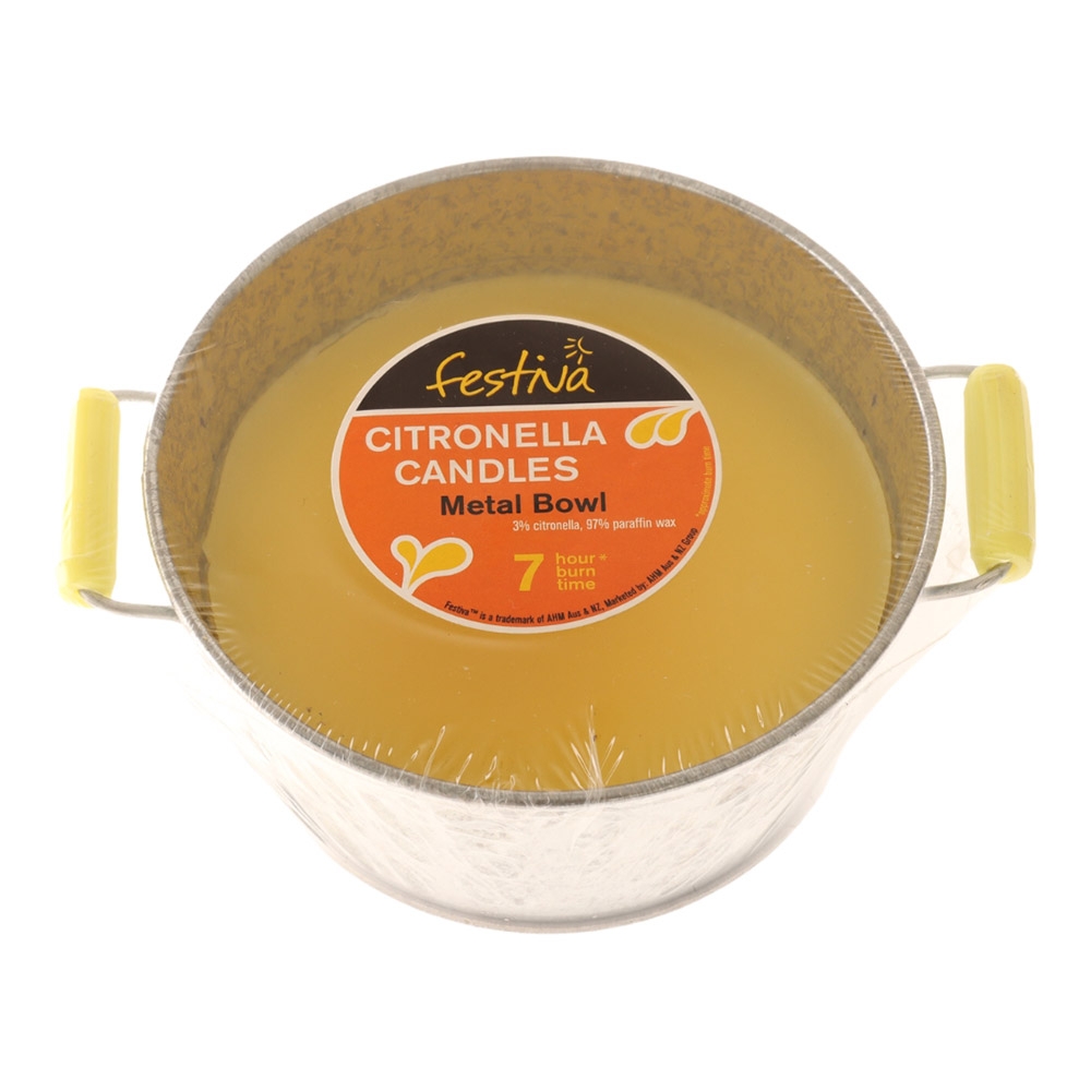 Festiva Citronella Candle Metal Bowl 12x6cm