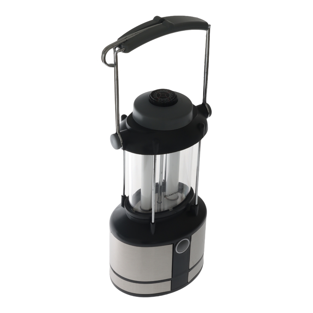 Campmaster Twin 4W Fluoro Camping Lantern with LED Night Light and Compass