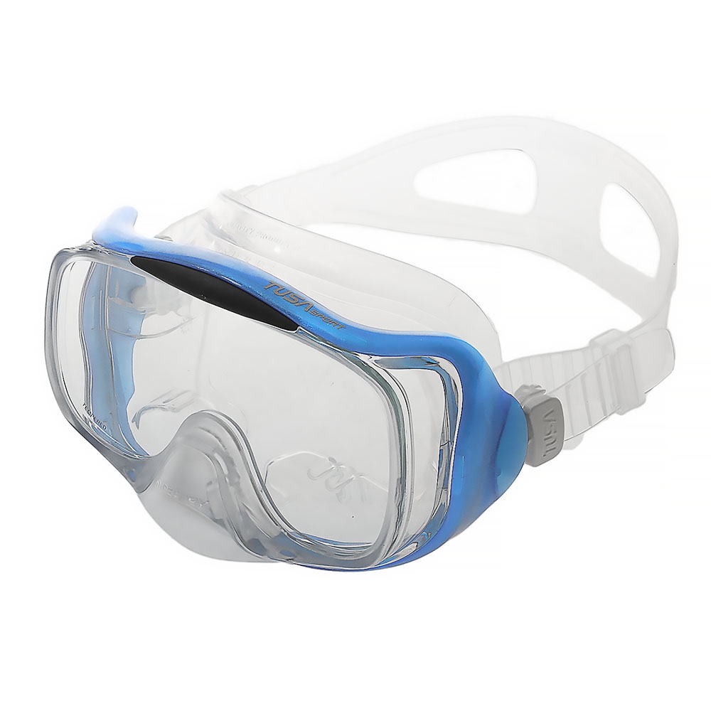 TUSA Sport Imprex 3-D Silicone Dry Adult Dive Mask and Snorkel Set Fishtail Blue