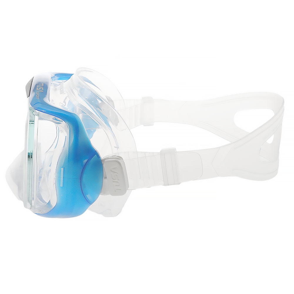 TUSA Sport Imprex 3-D Silicone Dry Adult Dive Mask and Snorkel Set Fishtail Blue