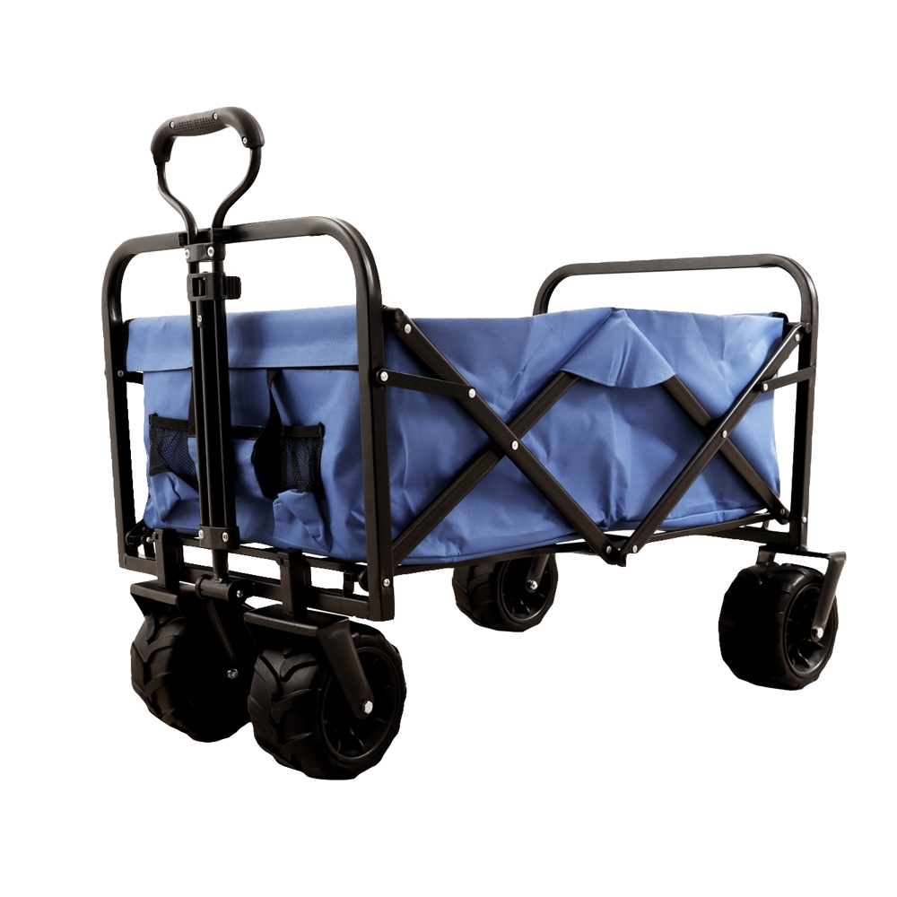 Folding Beach Cart Trolley Blue - 80kg Capacity
