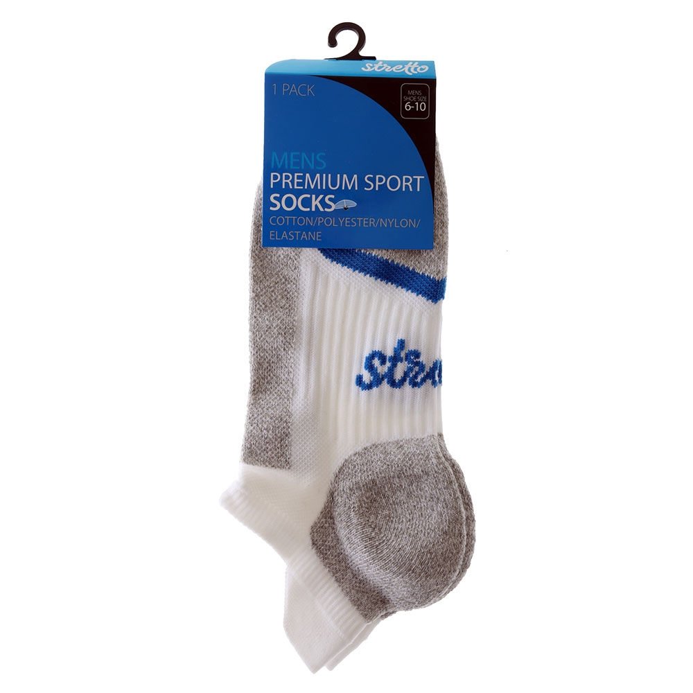 Stretto Premium Mens Sport Socks White US6-10