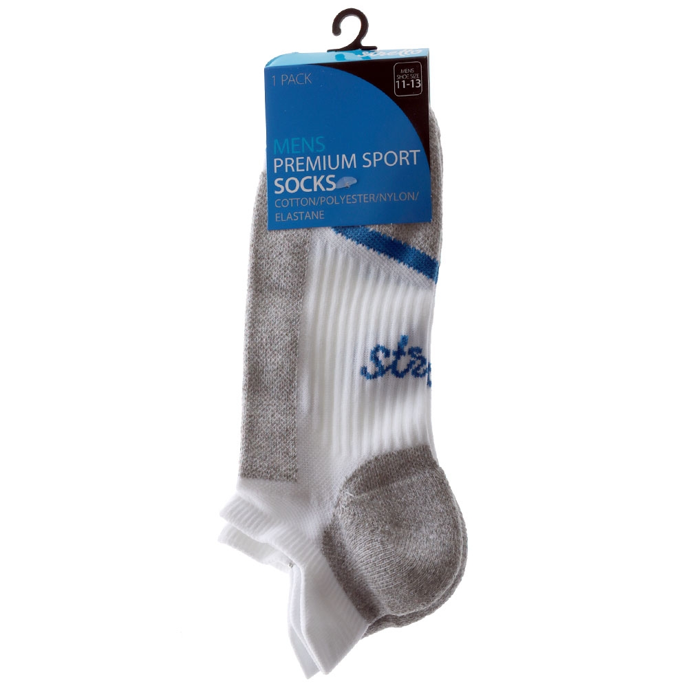 Stretto Premium Mens Sport Socks White US11-13