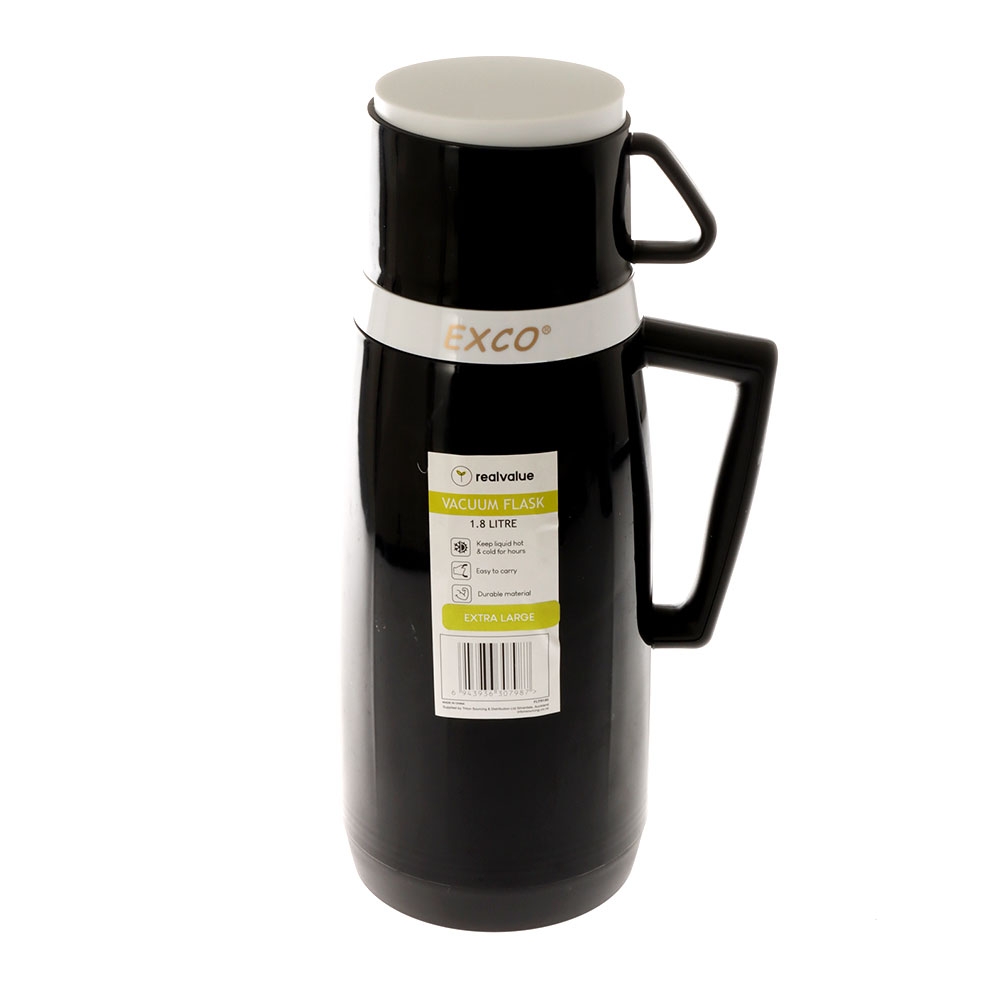 Real Value Vacuum Flask 1.8L Black