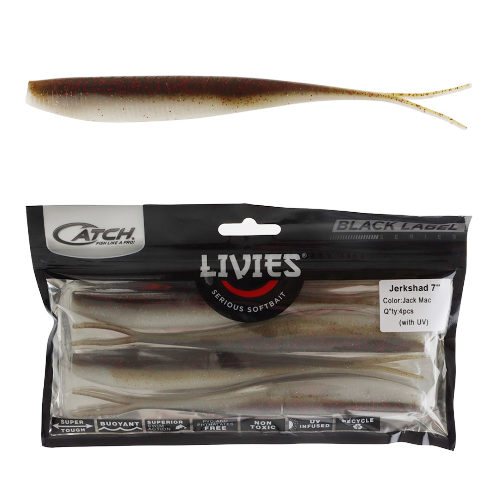 Catch Black Label Livies Jerkshad Soft Bait 7in Jack Mac Qty 4