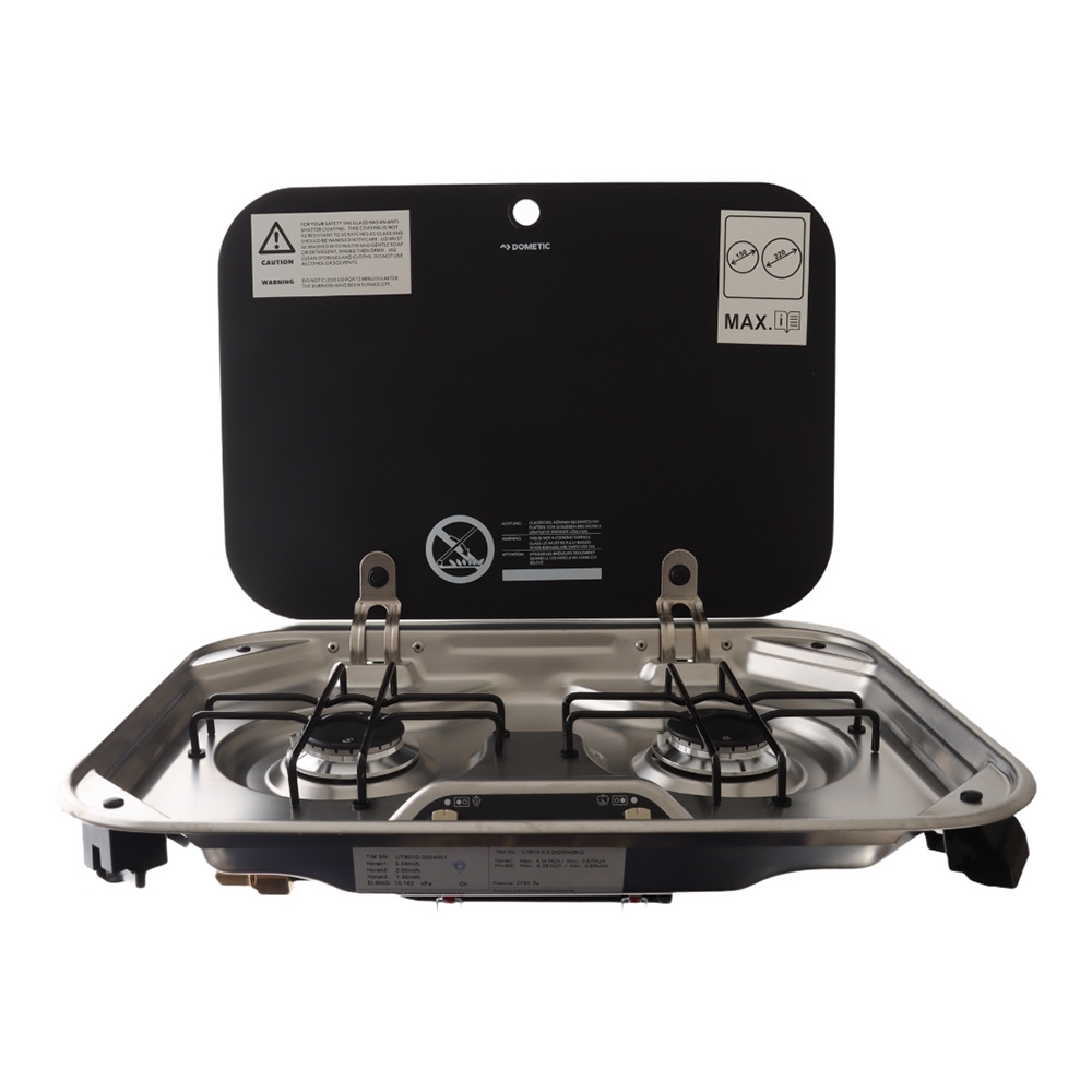 Dometic 2 Burner Gas Stove with Glass Lid