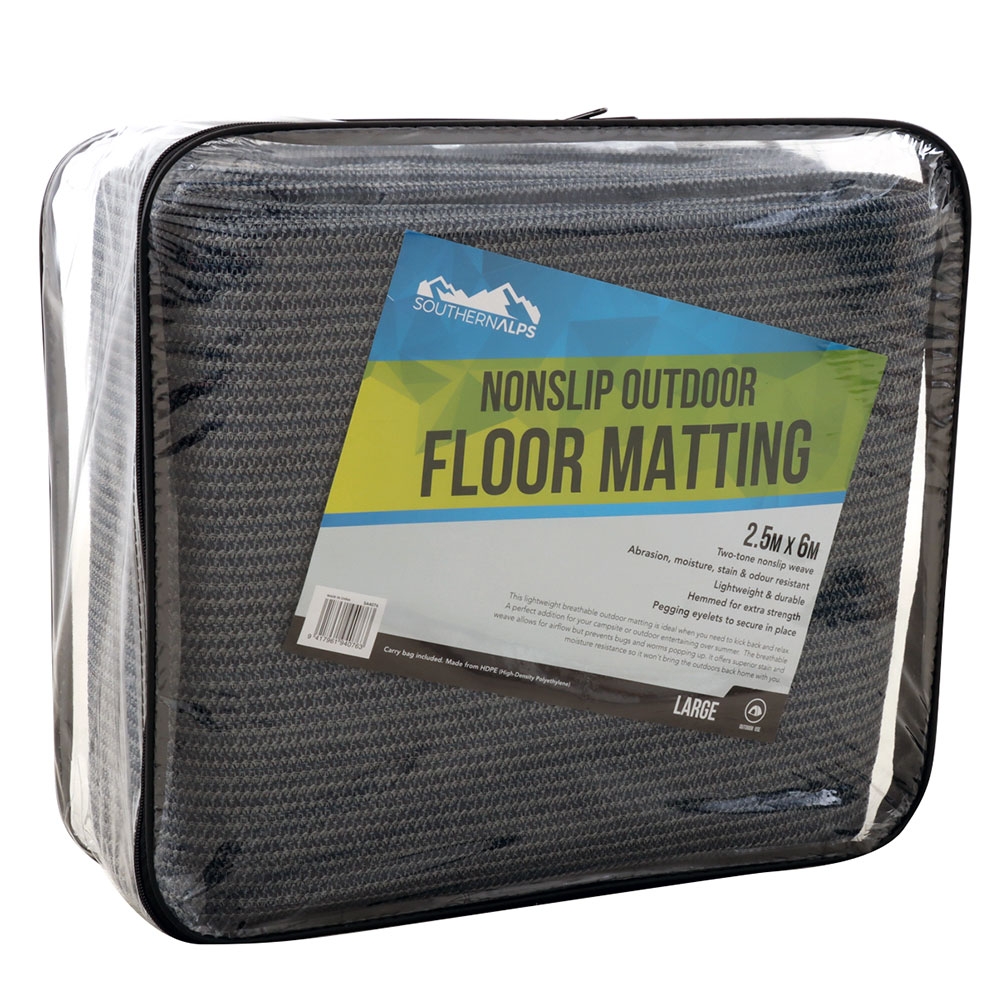 Southern Alps Non-Slip Outdoor Floor Matting 2.5 x 6m Blue Grey