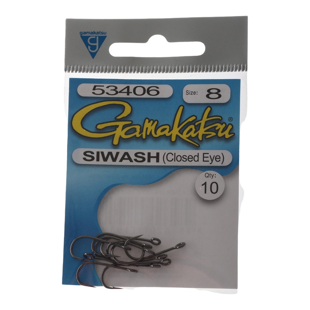 Gamakatsu Siwash Closed Eye Lure Hooks Nickel #8 Qty 10