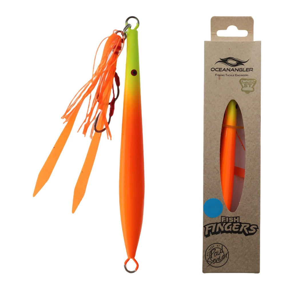 Ocean Angler Fish Fingers Jig 140g Orange Lime Ocean Angler Fish Fingers Jig 140g Orange Lime