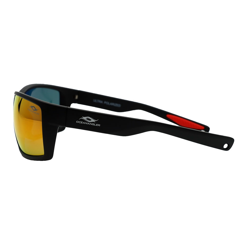 Ocean Angler Premium Polarised Sunglasses Matte Black Frame Red Tip