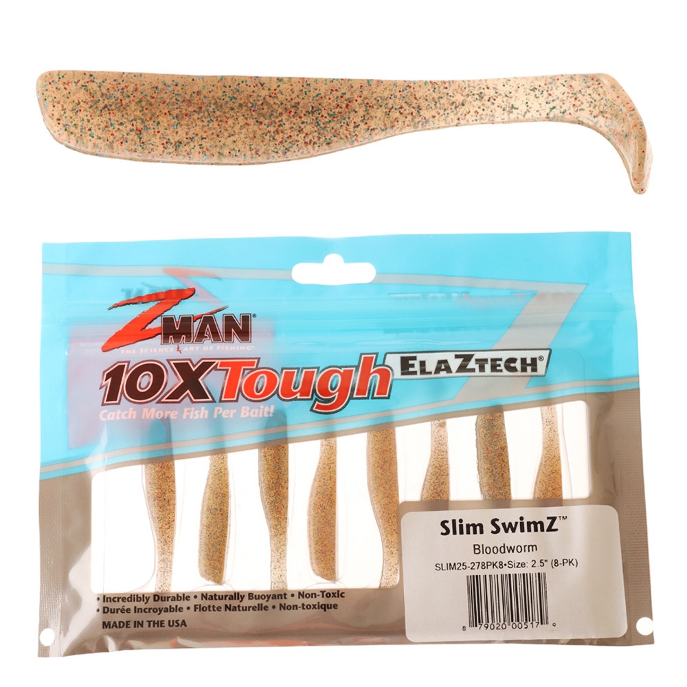 Z-Man Slim SwimZ Micro Soft Bait 6.35cm Qty 8 Bloodworm