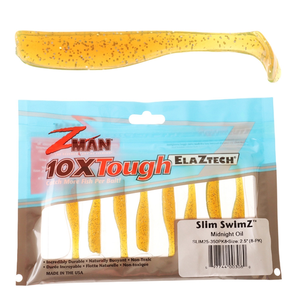 Z-Man Slim SwimZ Micro Soft Bait 6.35cm Qty 8 Midnight Oil