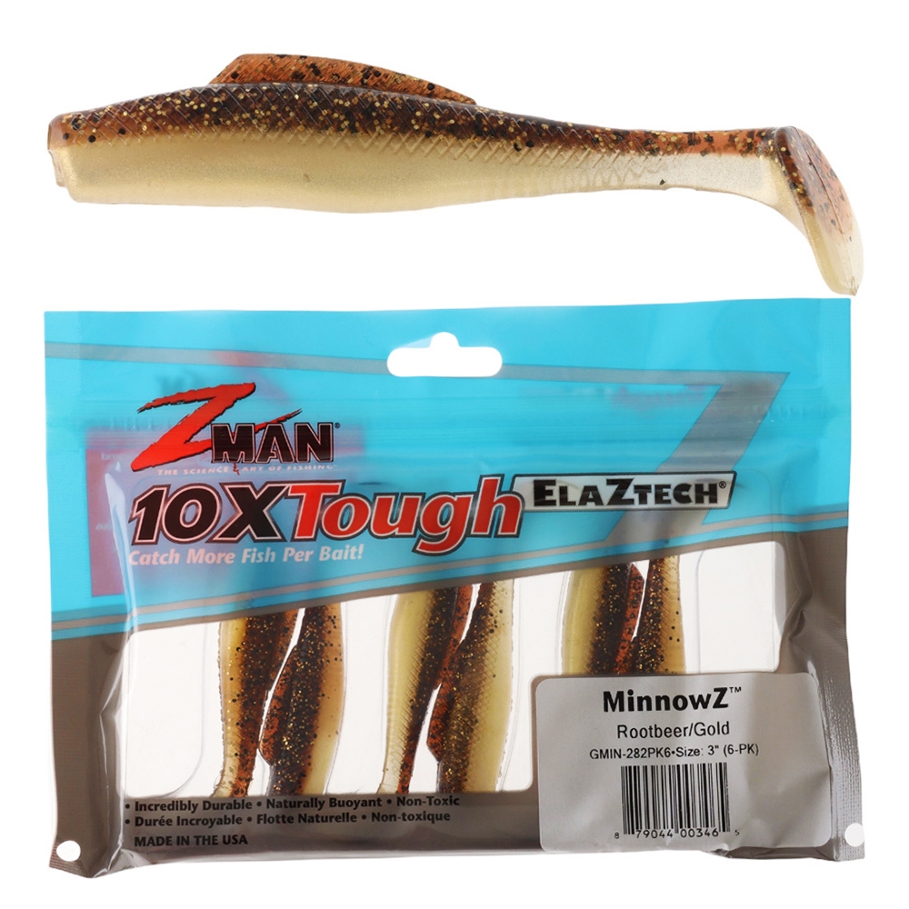 Z-Man MinnowZ Soft Bait 7.6cm Qty 6 Rootbeer Gold