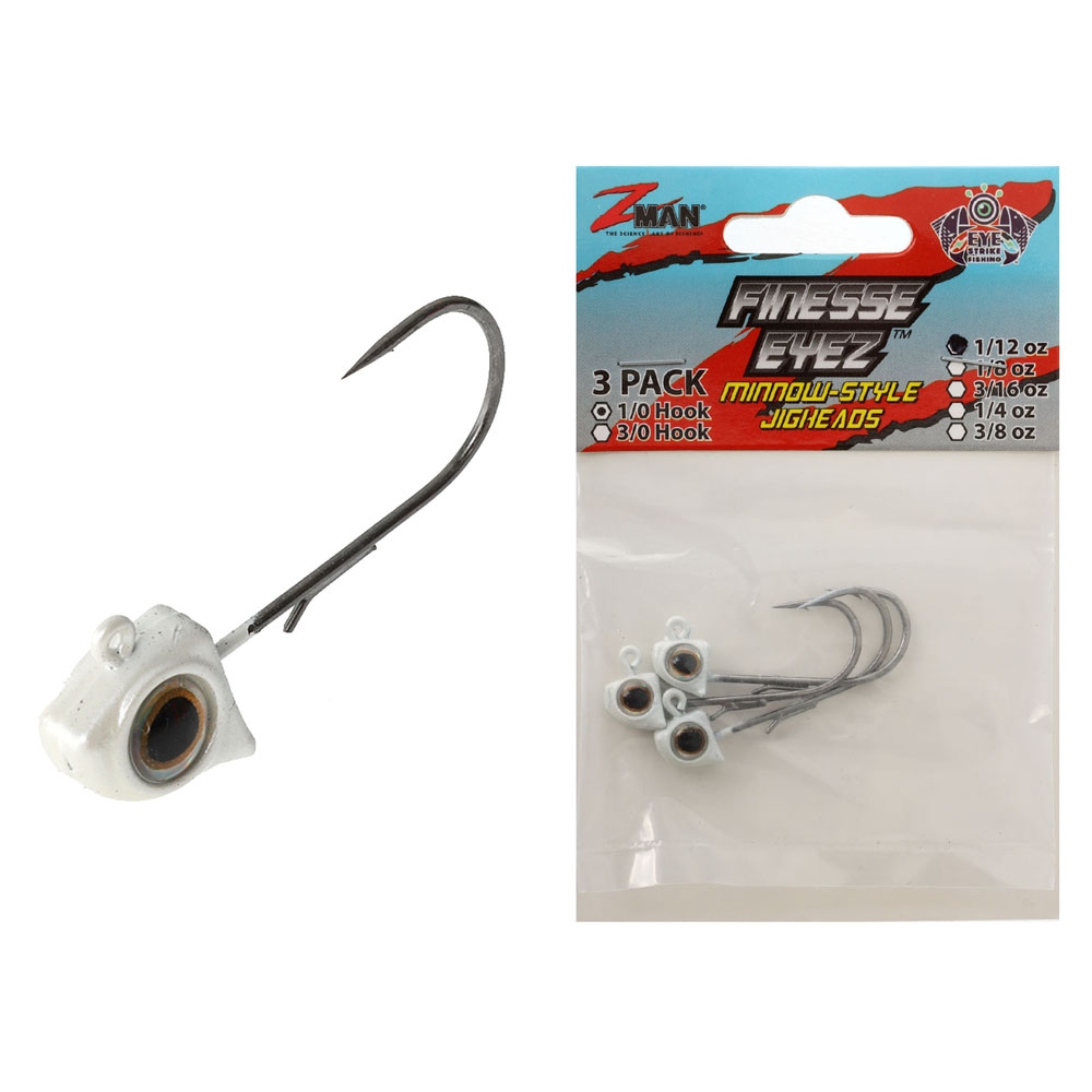 Z-Man Finesse EyeZ Jig Heads 1/0 2.4g Pearl Qty 3