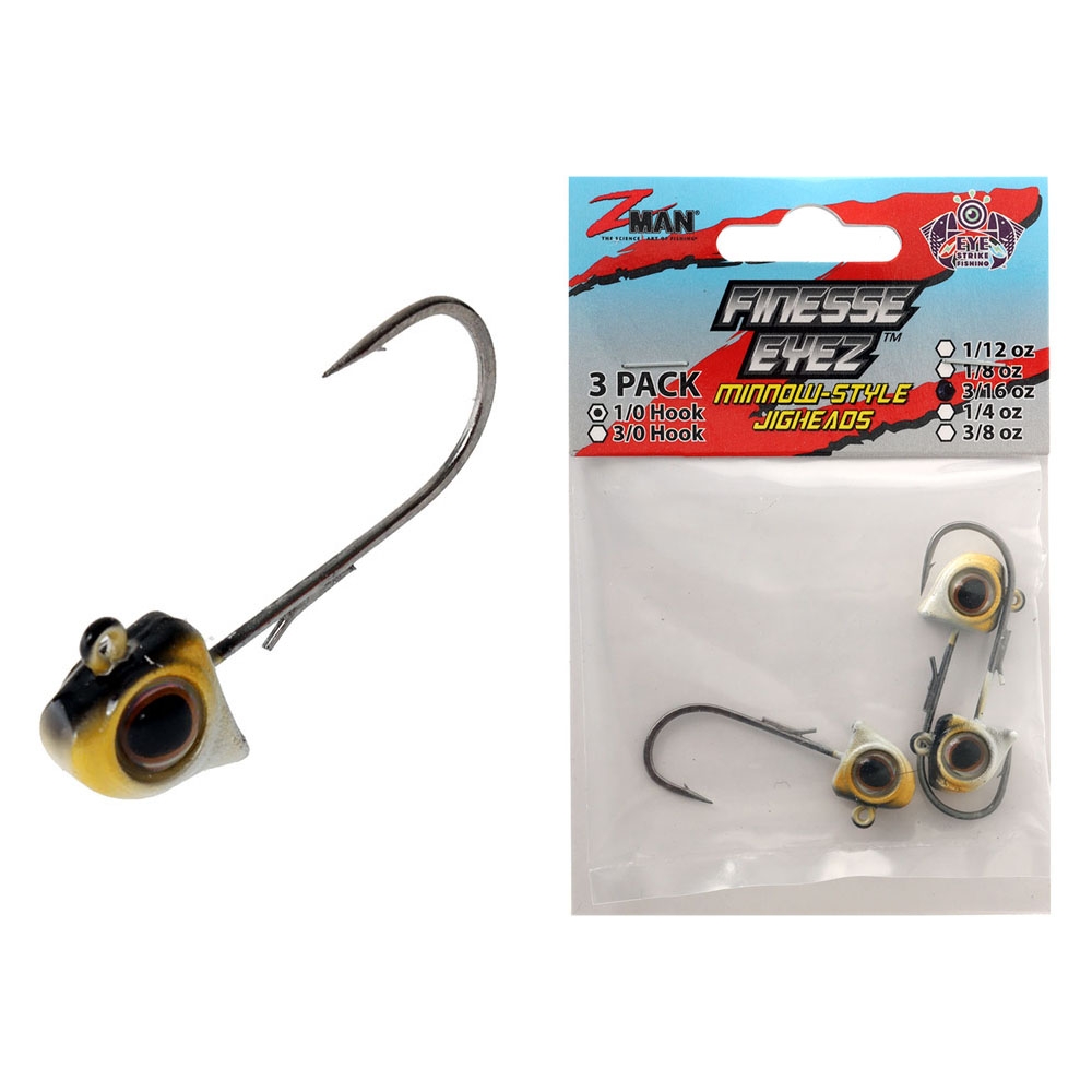 Z-Man Finesse EyeZ Jig Heads 1/0 5.3g Shiner Qty 3