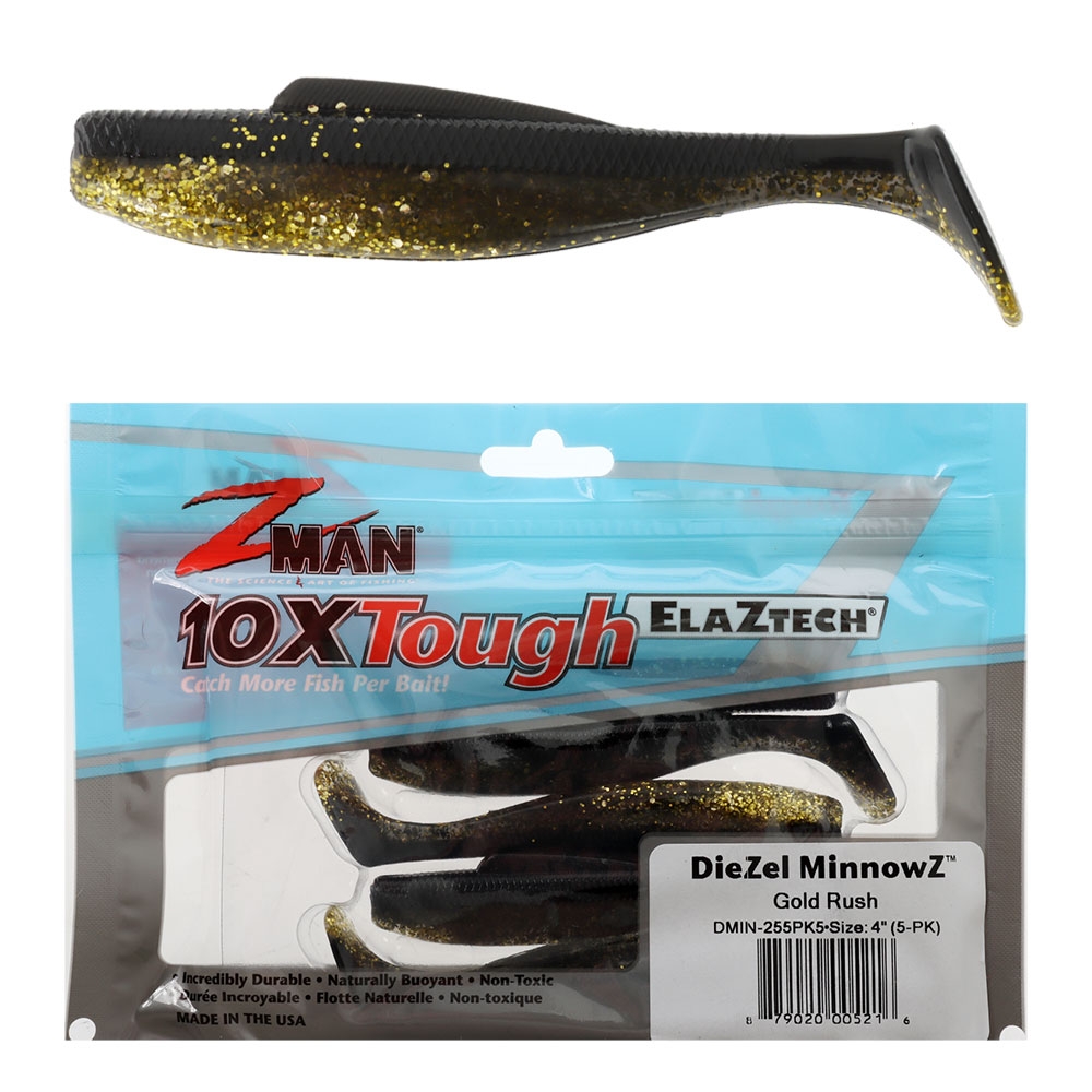 Z-Man DieZel MinnowZ Soft Bait 4in/10cm Qty 5 Gold Rush