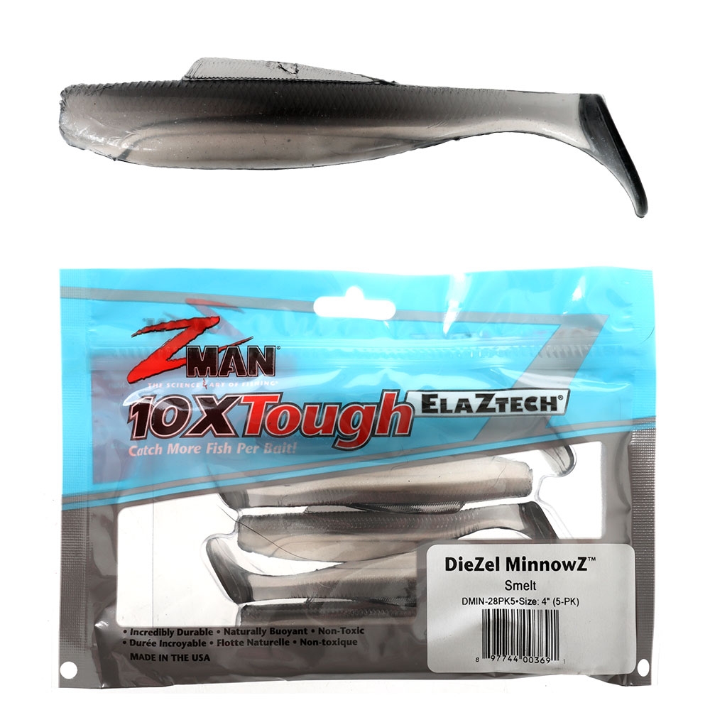 Z-Man DieZel MinnowZ Soft Bait 4in/10cm Qty 5 Smelt