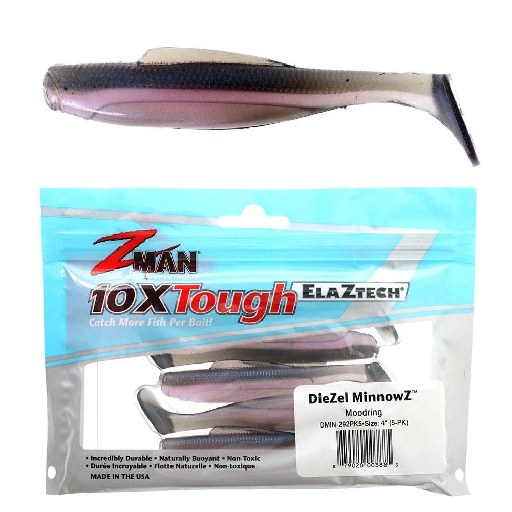 Z-Man DieZel MinnowZ Soft Bait 4in/10cm Qty 5 Mood Ring