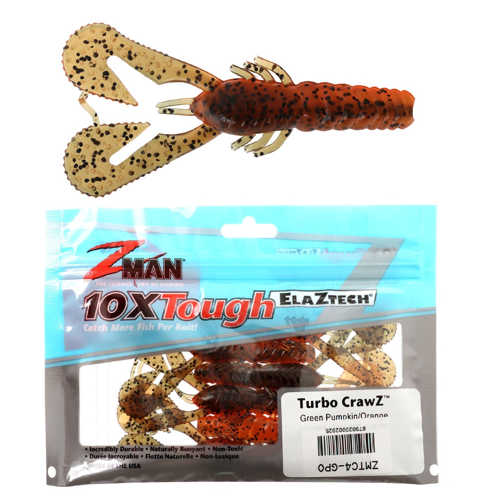 Z-Man Turbo CrawZ Soft Bait 10.16cm Green Pumpkin Orange Qty 6