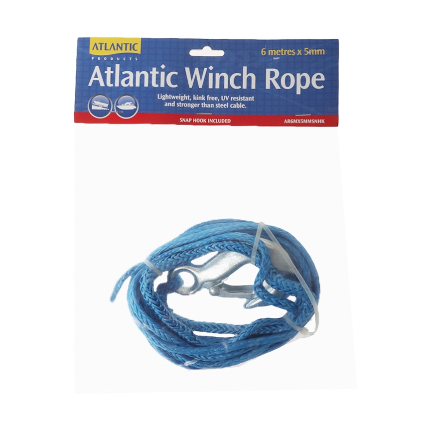 Atlantic Winch Rope with Snap Hook 6m x 5mm