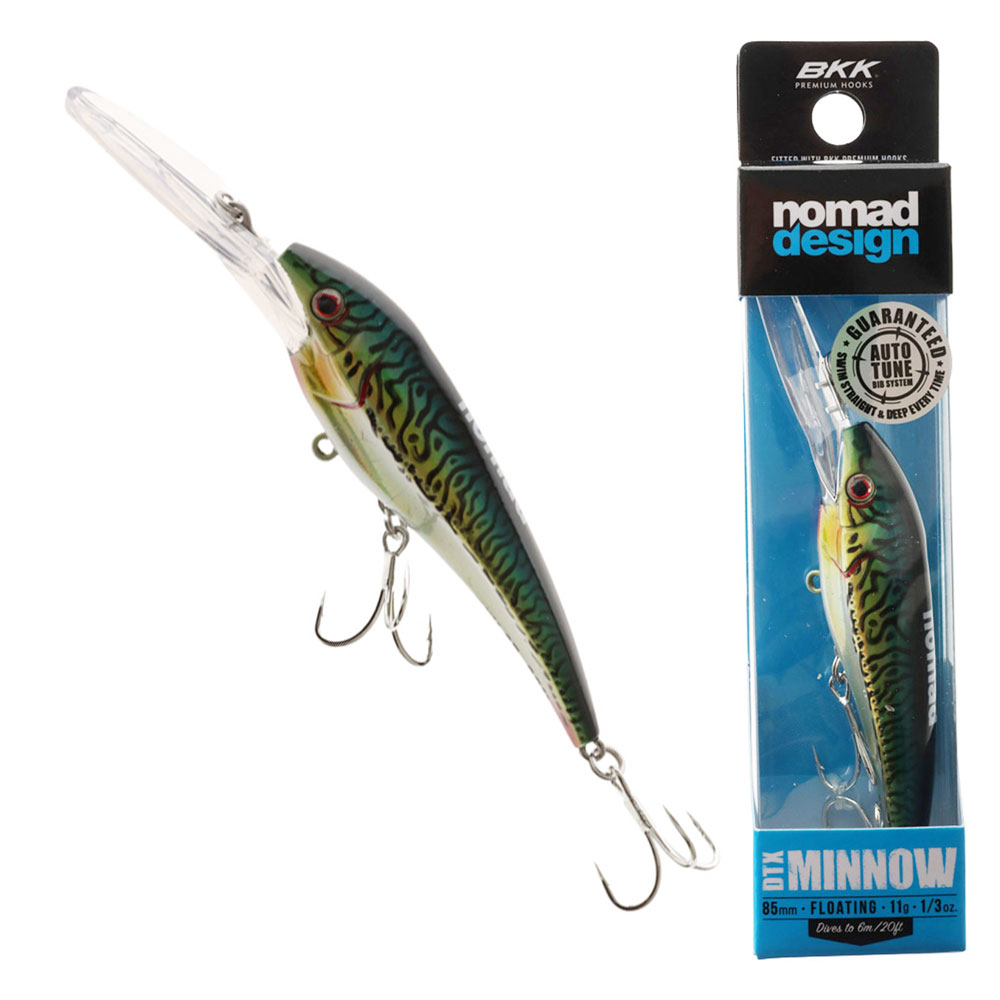 Nomad Design DTX Minnow Floating Bibbed Lure 85mm 11g Silver Green Mackerel