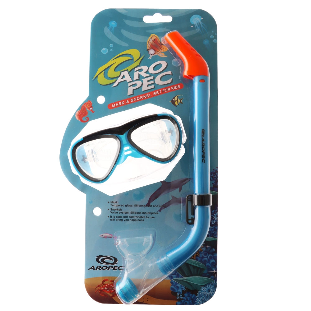 Aropec Kids Silicone Mask and Snorkel Set Blue Aropec Kids Silicone Mask and Snorkel Set Blue