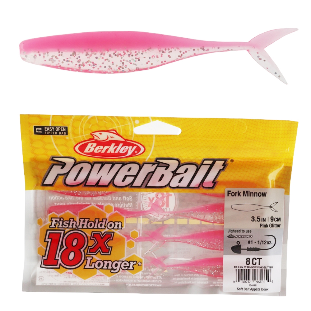 Berkley Powerbait Forktail Minnow Soft Bait 9cm Pink Glitter