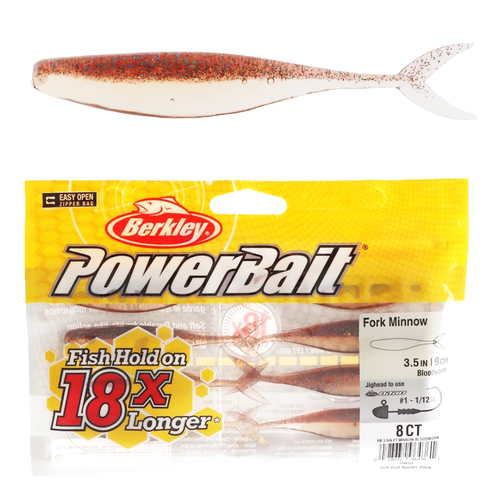 Berkley Powerbait Forktail Minnow Soft Bait 9cm Bloodworm