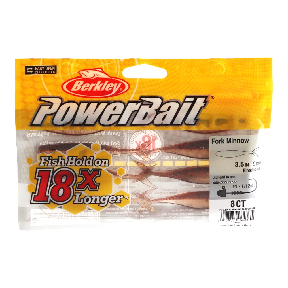 Berkley Powerbait Forktail Minnow Soft Bait 9cm Bloodworm