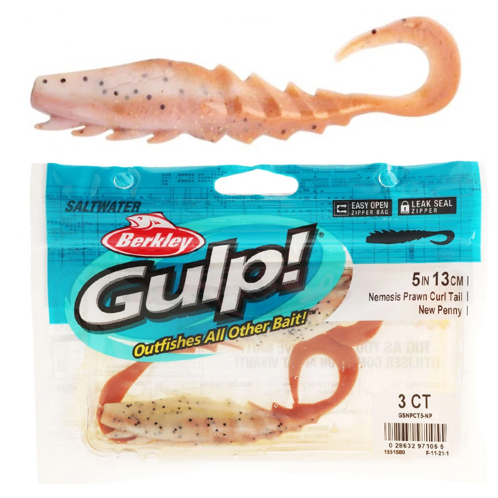 Berkley Gulp Nemesis Prawn Curl Tail Soft Bait 12.5cm Qty 3 New Penny Berkley Gulp Nemesis Prawn Curl Tail Soft Bait 12.5cm Qty 3 New Penny