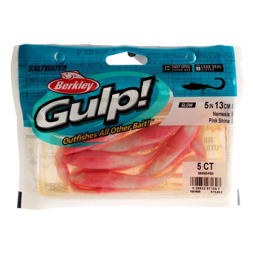 Berkley Gulp Nemesis Soft Bait 12.5cm Qty 5 Pink Shine