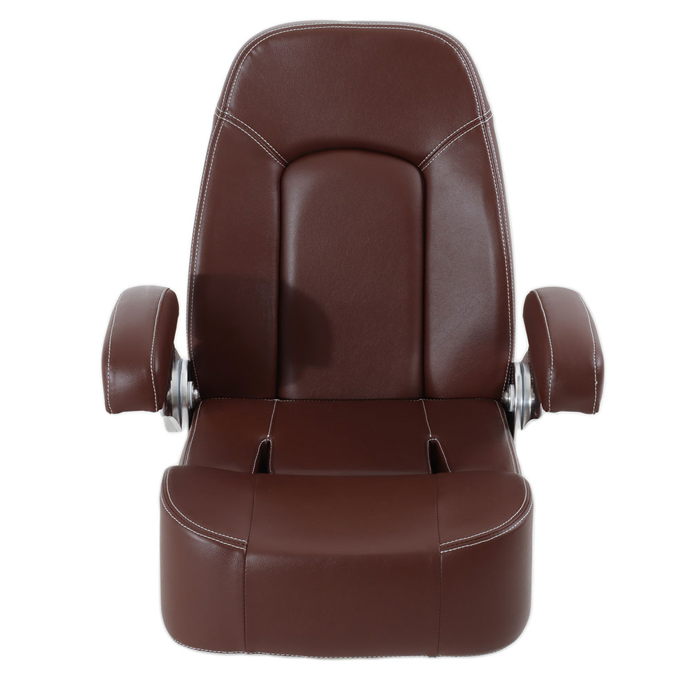V-Quipment Seaman Helm Seat with Flip-Up Squab Mahogany Brown