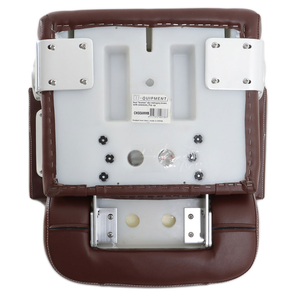 V-Quipment Seaman Helm Seat with Flip-Up Squab Mahogany Brown