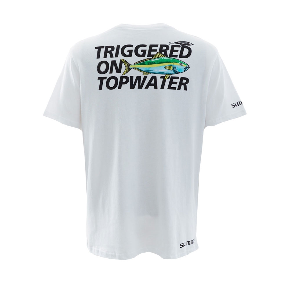 Shimano Triggered On Topwater Mens T-Shirt White S
