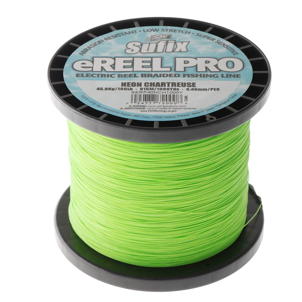 Sufix E-Reel Pro Electric Reel Braid Chartreuse 100lb 0.40mm 1000yd