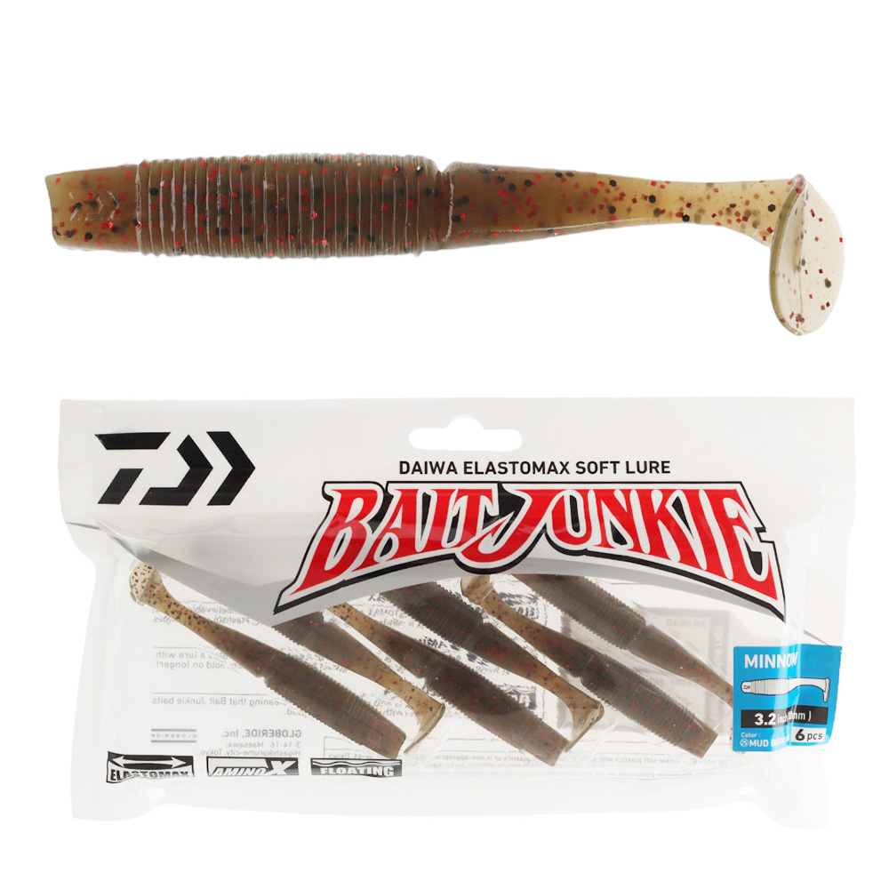 Daiwa BaitJunkie Minnow Soft Bait 8cm Mud Blood UV