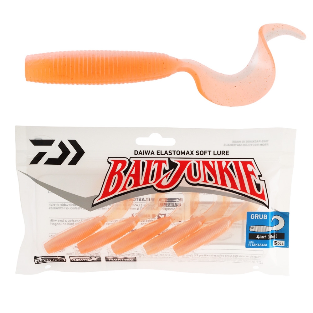 Daiwa BaitJunkie Grub Soft Bait 4in/8.8cm Qty 5 Takasagi