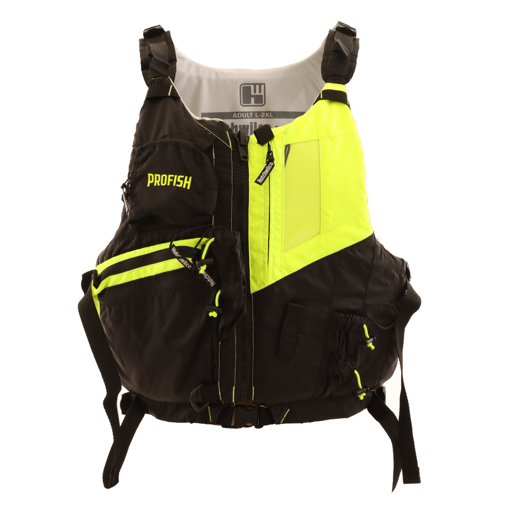 Hutchwilco Pro Fish Kayak Level 50 PFD Life Vest Black/Hi-Viz Large-2XL